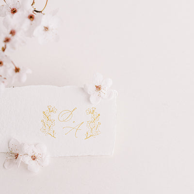 Cherish Cherry Blossom Monogram Rubber Stamp for Fine Art Wedding Invitations | 'Sakura' Cherry Blossom Embellishments for Blush Pink Spring Wedding | Heirloom Seals