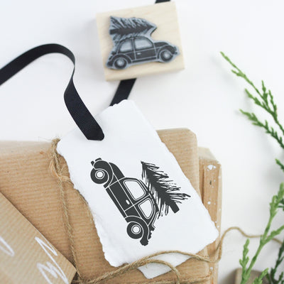 CAR WITH CHRISTMAS RUBBER STAMP | 'BELIEVE' CHRISTMAS COLLECTION | HEIRLOOM SEALS
