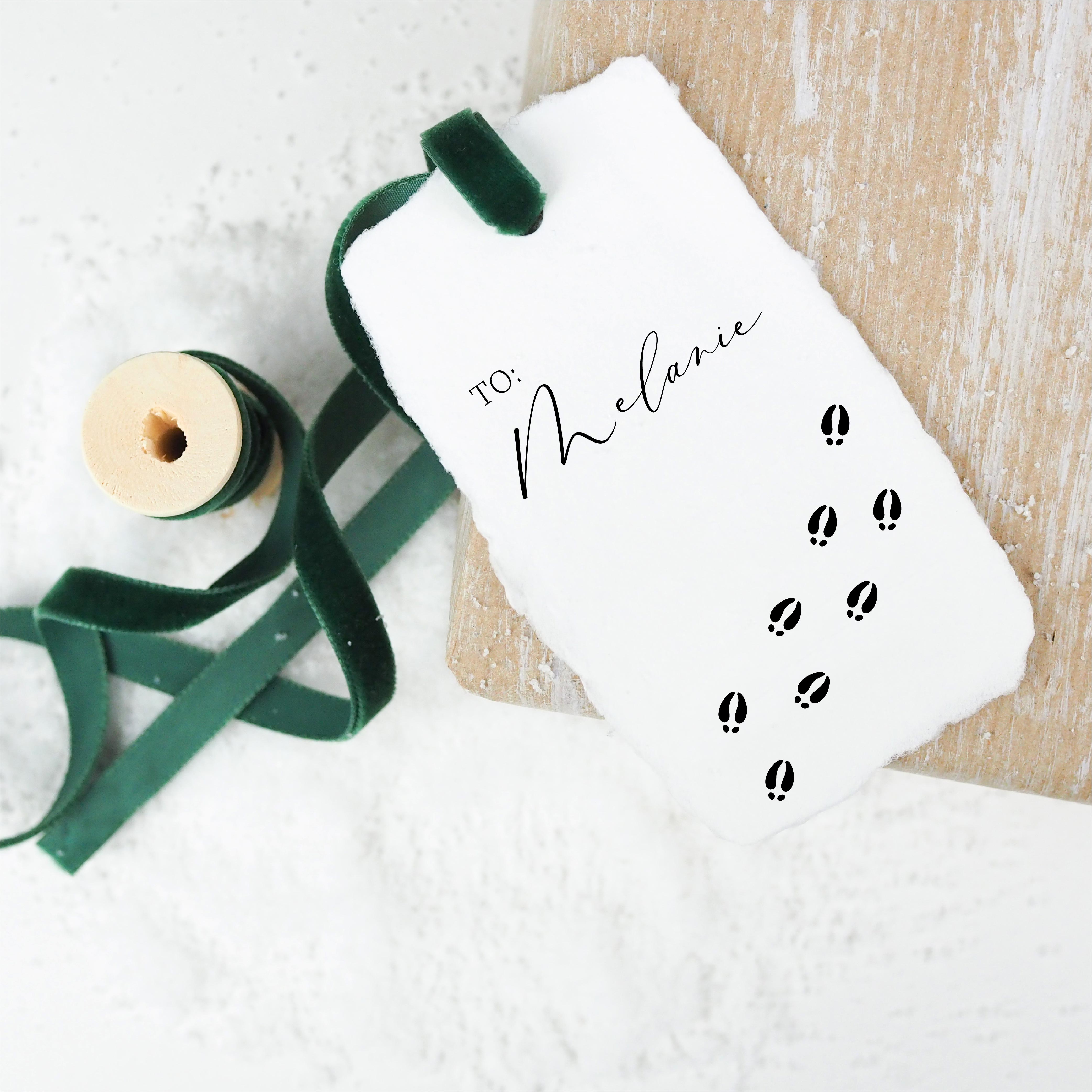 REINDEER HOOFPRINTS IN SNOW RUBBER STAMP 'BELIEVE' CHRISTMAS COLLEC