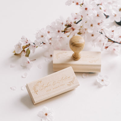 Suki Cherry Blossom Save The Date Rubber Stamp for Fine Art Wedding Invitations | 'Sakura' Cherry Blossom Embellishments for Blush Pink Spring Wedding | Heirloom Seals