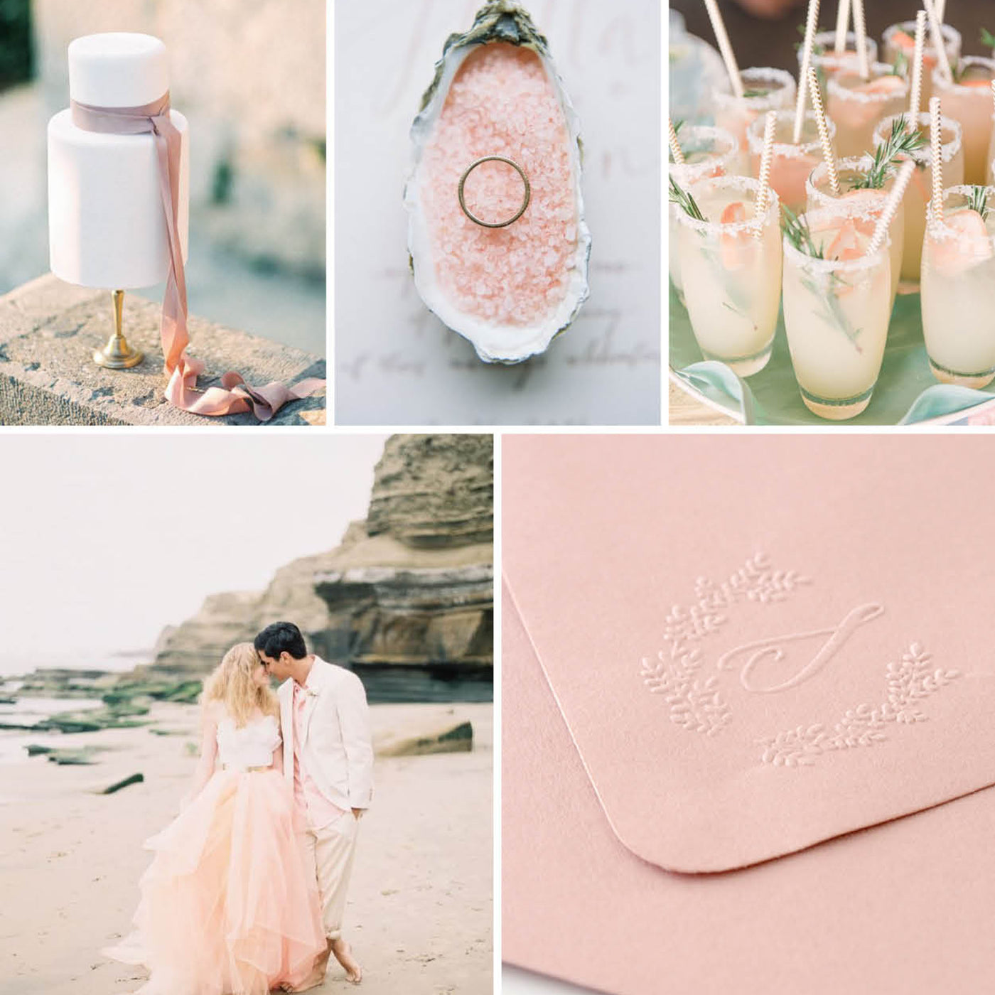 Beach Blush Wedding Inspiration | Laurel Embosser and Monogram Wax Seals | Heirloom Seals