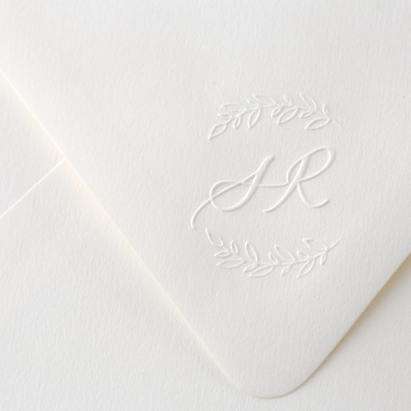 Genevieve Botanical Calligraphy Script Monogram Embosser for Embossed Wedding Invitation Envelopes, Wax Seals and Rubber Stamp | Heirloom Seals