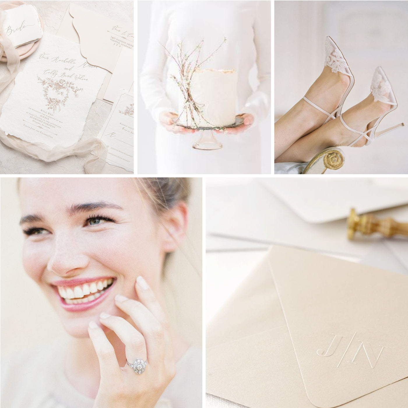 Spring Wedding Inspiration | Contemporary Monogram Self Adhesive White Wax Seals and Envelope Embosser | Heirloom Seals