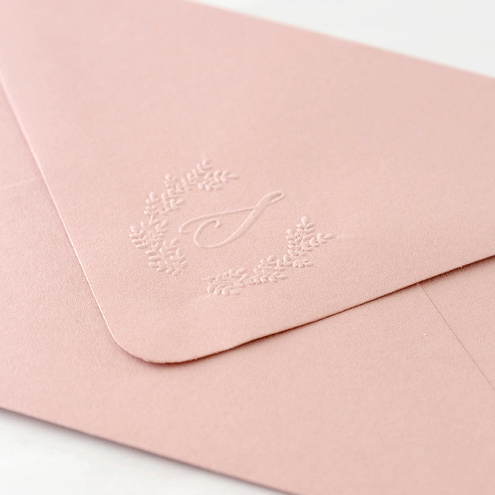 Sophia Botanical Calligraphy Script Monogram Embosser for Embossed Wedding Invitation Envelopes, Wax Seals and Rubber Stamp | Heirloom Seals
