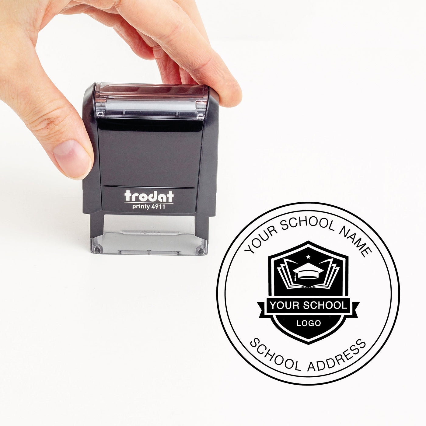 ROUND SCHOOL ADDRESS RUBBER STAMP | HeirloomSeals