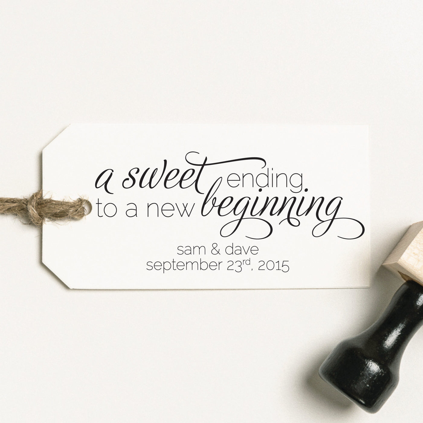 A Sweet Ending To A New Beginning Wedding Favour Rubber Stamp | Heirloom Seals