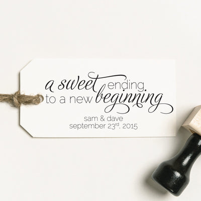 A Sweet Ending To A New Beginning Wedding Favour Rubber Stamp | Heirloom Seals