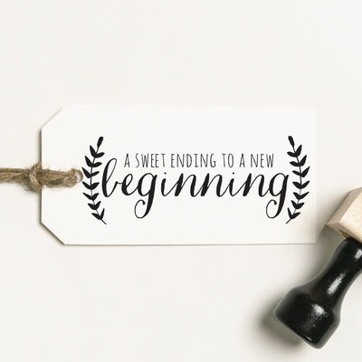 A Sweet Ending To A New Beginning Wedding Favour Rubber Stamp | Heirloom Seals