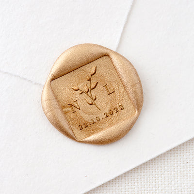 Square Save The Date Wax Seal Stamp | Heirloom Seals 