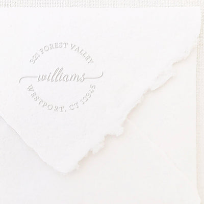 ROUND CALLIGRAPHY RETURN ADDRESS EMBOSSER - WILLIAMS