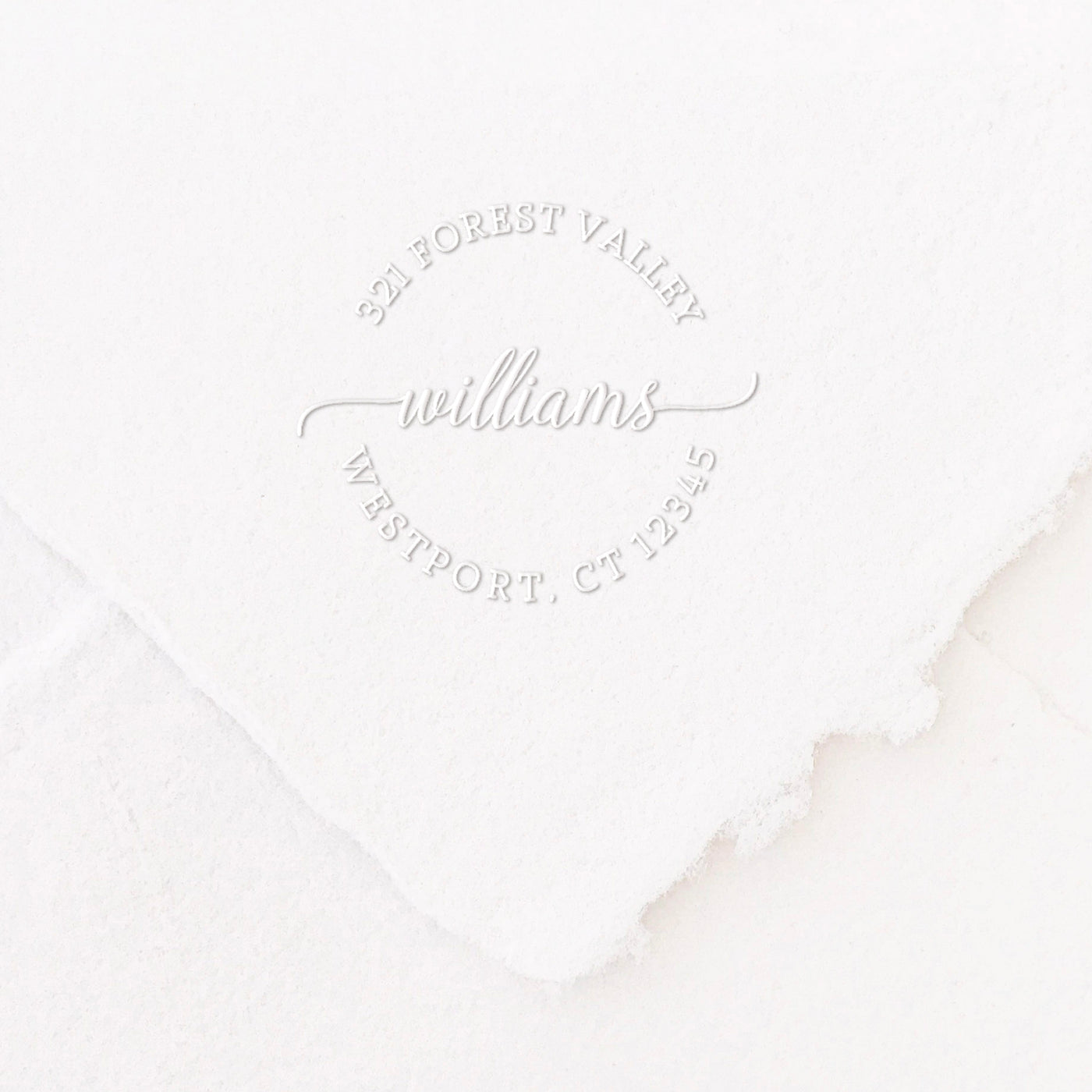 Deckled Edge Envelope Personalised with an Elegant Custom Embossed Impression
