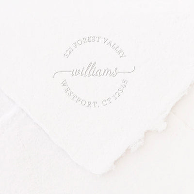 Deckled Edge Envelope Personalised with an Elegant Custom Embossed Impression
