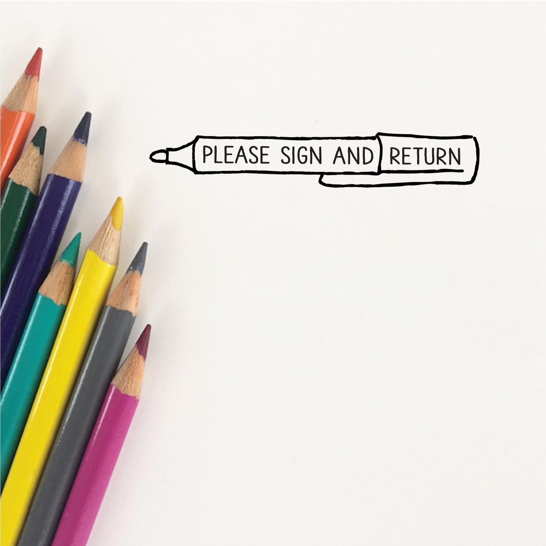 ‘PLEASE SIGN & RETURN’ STAMP - PEN DESIGN – Heirloom Seals