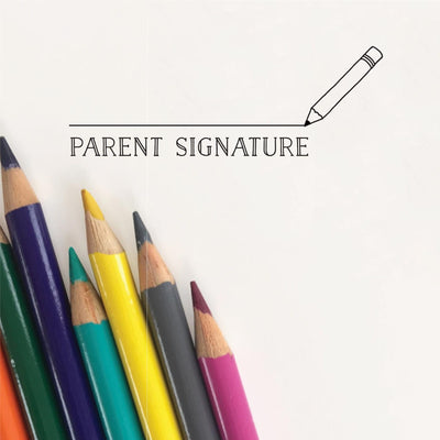 PARENT SIGNATURE TEACHER STAMP WITH PENCIL ILLUSTRATION | HEIRLOOM SEALS