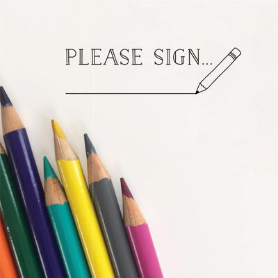 PLEASE SIGN PARENT SIGNATURE TEACHER STAMP WITH PENCIL ILLUSTRATION | HEIRLOOM SEALS