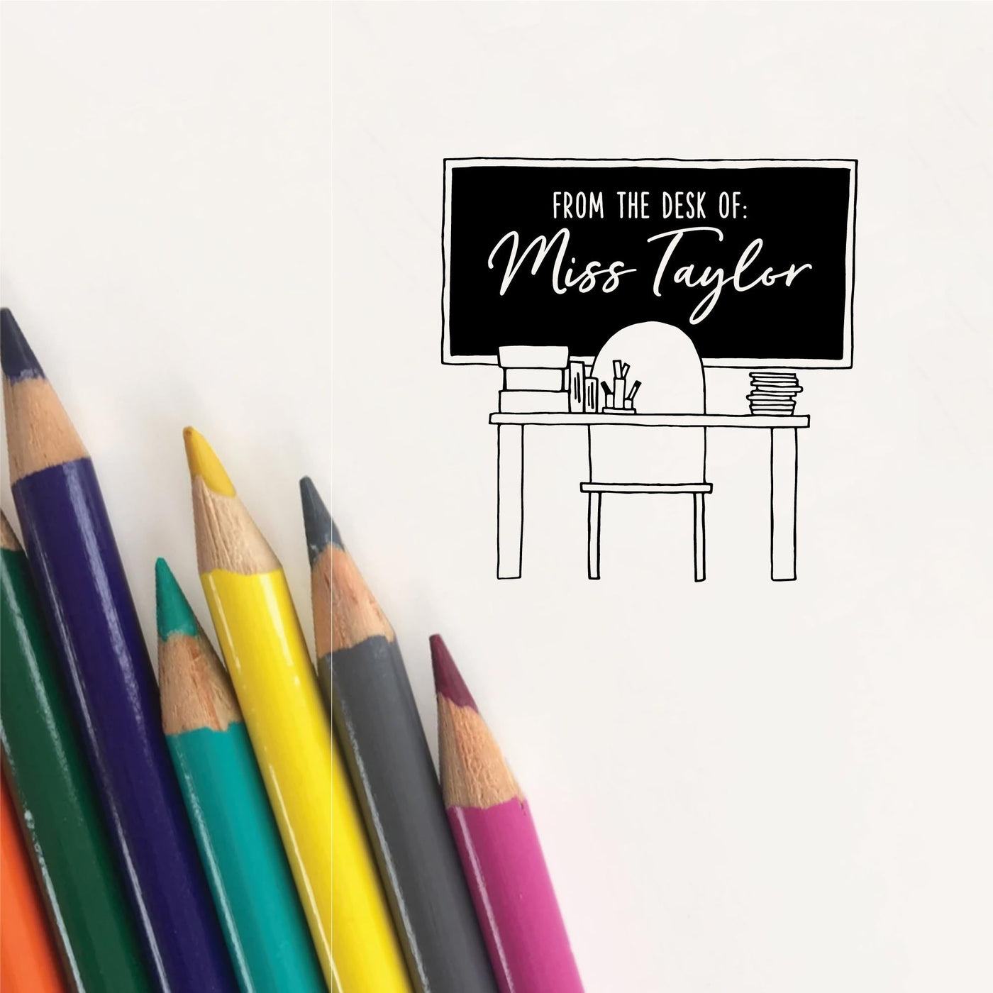 FROM THE DESK OF TEACHER STAMP CHALKBOARD DESIGN | HEIRLOOM SEALS 