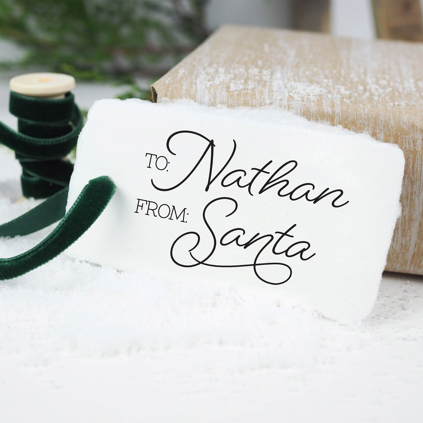'TO, FROM SANTA' RUBBER STAMP