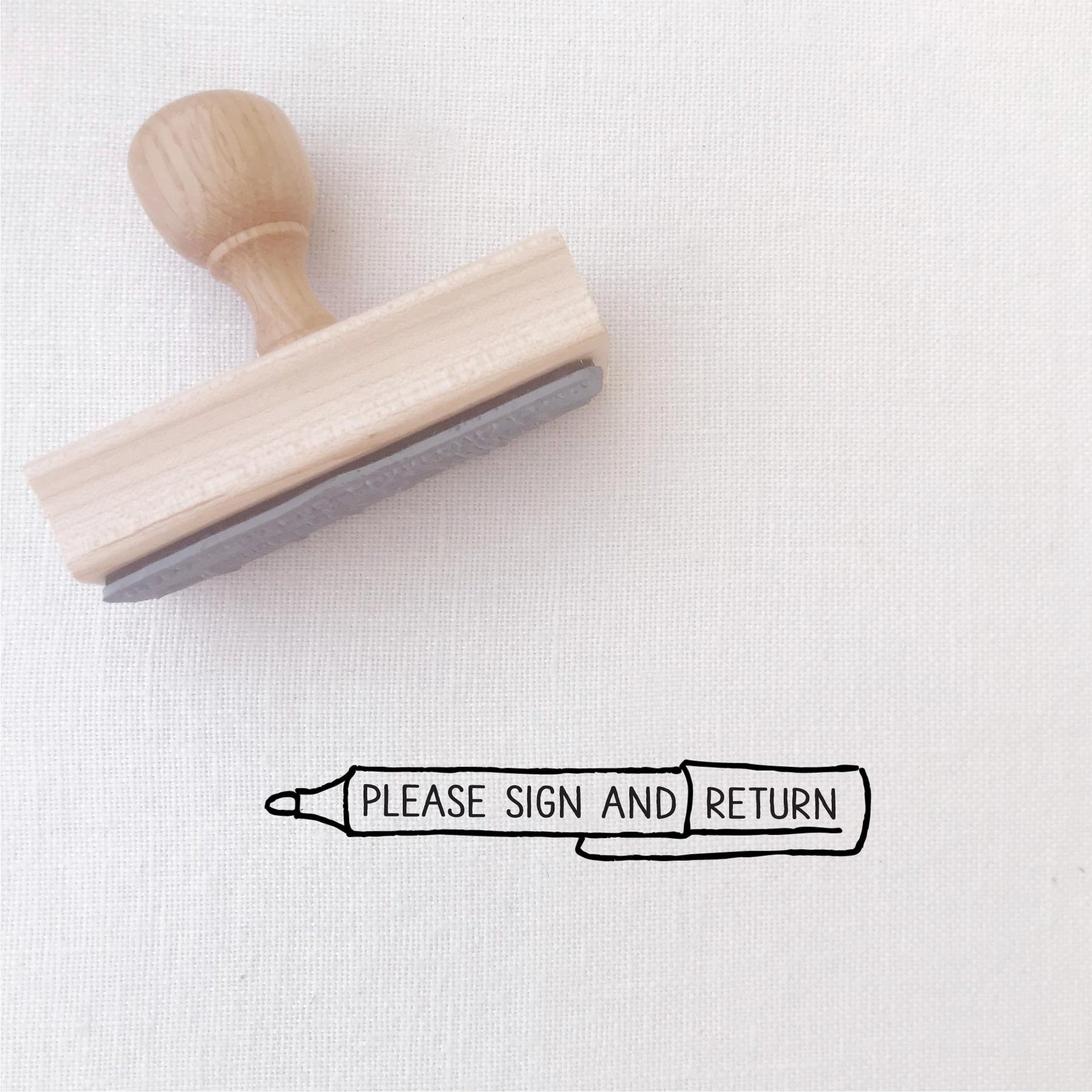 Please Return Sign Prin ‘PLEASE SIGN & RETURN’ STAMP - PEN DESIGN – Heirloom Seals