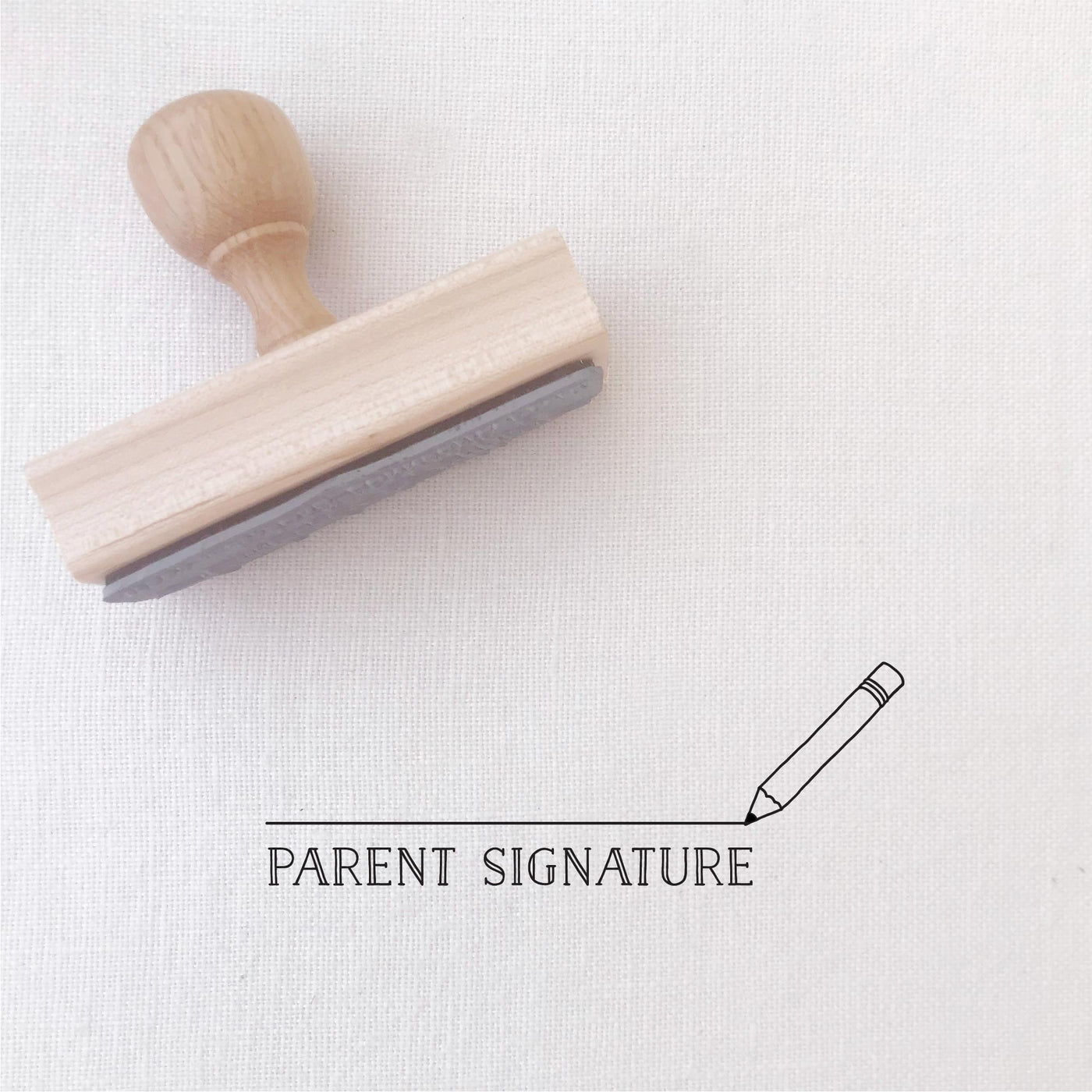 PARENT SIGNATURE TEACHER STAMP WITH PENCIL ILLUSTRATION | HEIRLOOM SEALS