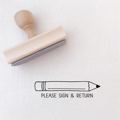 PLEASE SIGN AND RETURN TEACHER STAMP WITH PENCIL ILLUSTRATION | HEIRLOOM SEALS