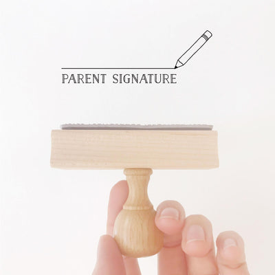 PARENT SIGNATURE TEACHER STAMP WITH PENCIL ILLUSTRATION | HEIRLOOM SEALS