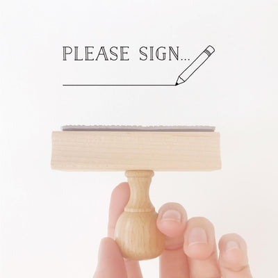 PLEASE SIGN PARENT SIGNATURE TEACHER STAMP WITH PENCIL ILLUSTRATION | HEIRLOOM SEALS