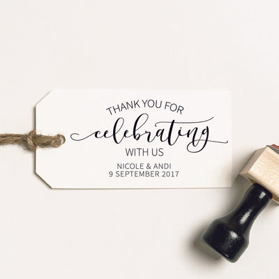 Thank You For Celebrating With Us Wedding Favour Rubber Stamp | Heirloom Seals 