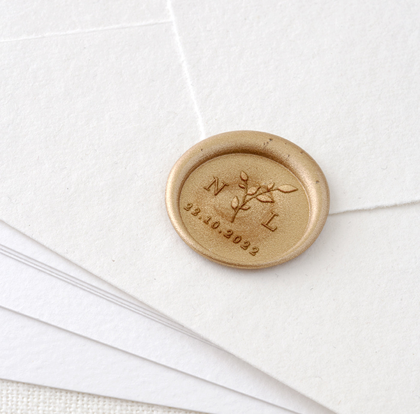 Annabelle Botanical Classic Monogram Gold Wax Seals | Custom Wax Stamp for Fine Art Wedding Stationery Envelope Invitations & Brand Packaging Embellishments for Gifts | Heirloom Seals