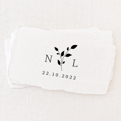 Annabelle Classic Botanical Save The Date Rubber Stamp | Personalised Save the Date Wedding Couple Gift Rubber Stamp Event on Deckled Edge Packaging Tag | Heirloom Seals