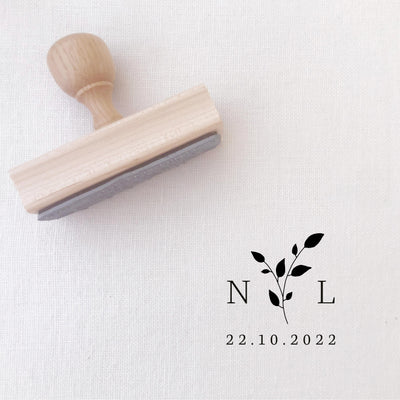 Annabelle Classic Botanical Save The Date Rubber | Custom Rubber Stamp with Wood Handle for Luxe Packaging & Fine Art Wedding Invitation Stationery | Heirloom Seals