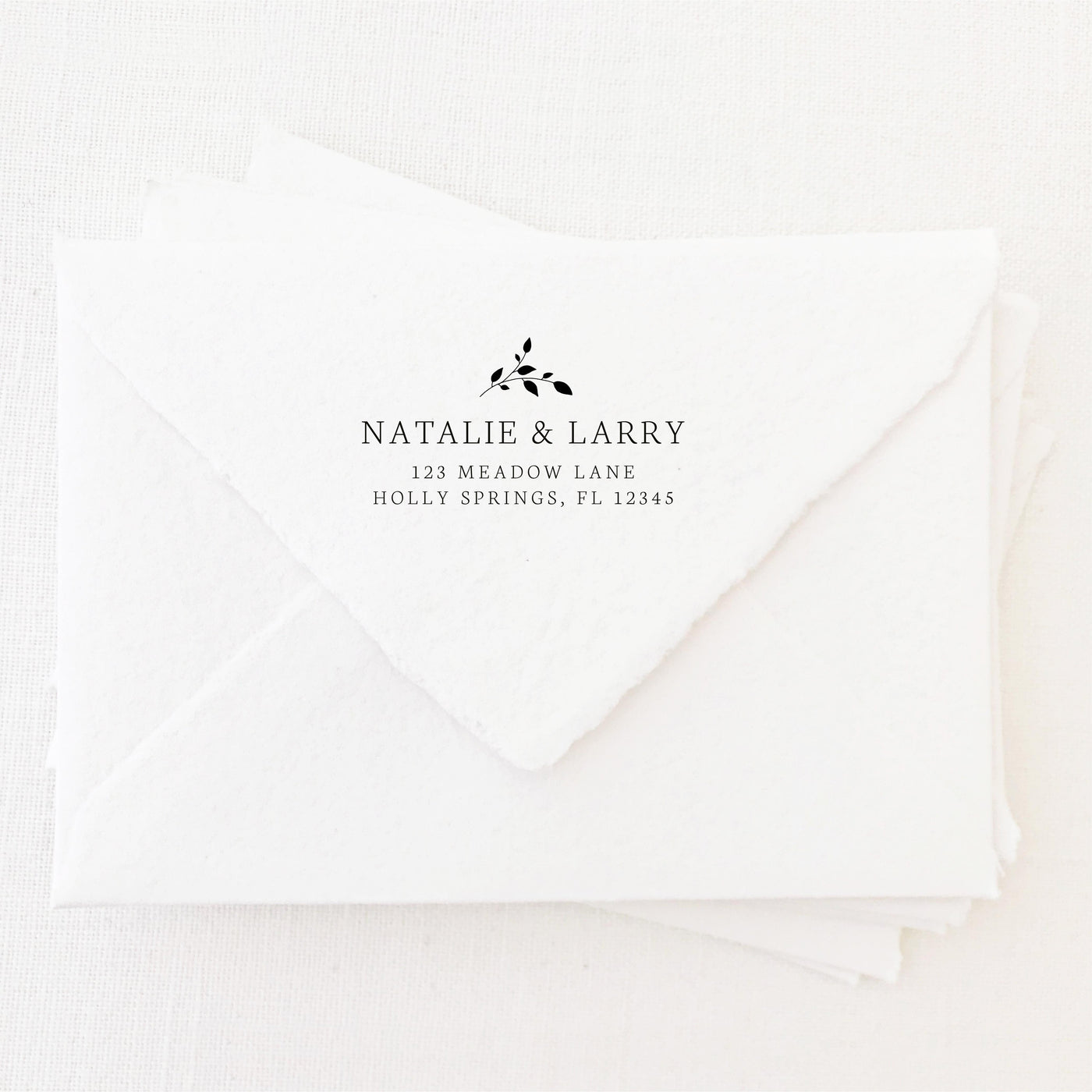 Annabelle Classic Botanical Return Address Rubber Stamp | Brand Packaging Fine Art Handmade Deckled Edge Paper Wedding Stationery Invitations Envelopes | Heirloom Seals