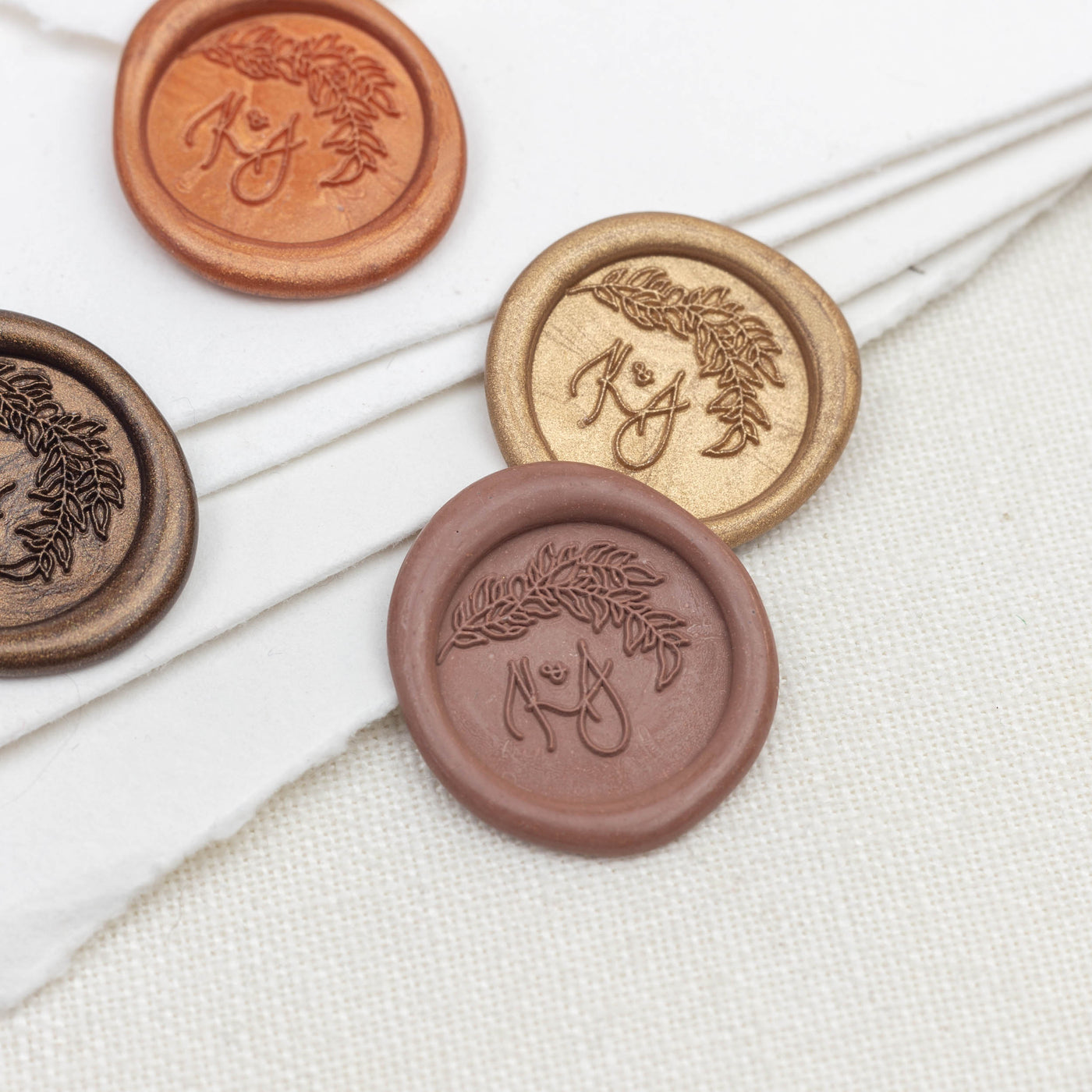 FALLING LEAVES MONOGRAM SELF-ADHESIVE WAX SEALS - AVELINE