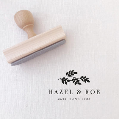 Beatrice Classic Botanical Save The Date Rubber Stamp | Custom Rubber Stamp Wood for Luxe Packaging & Fine Art Wedding Invitation Stationery | Heirloom Seals