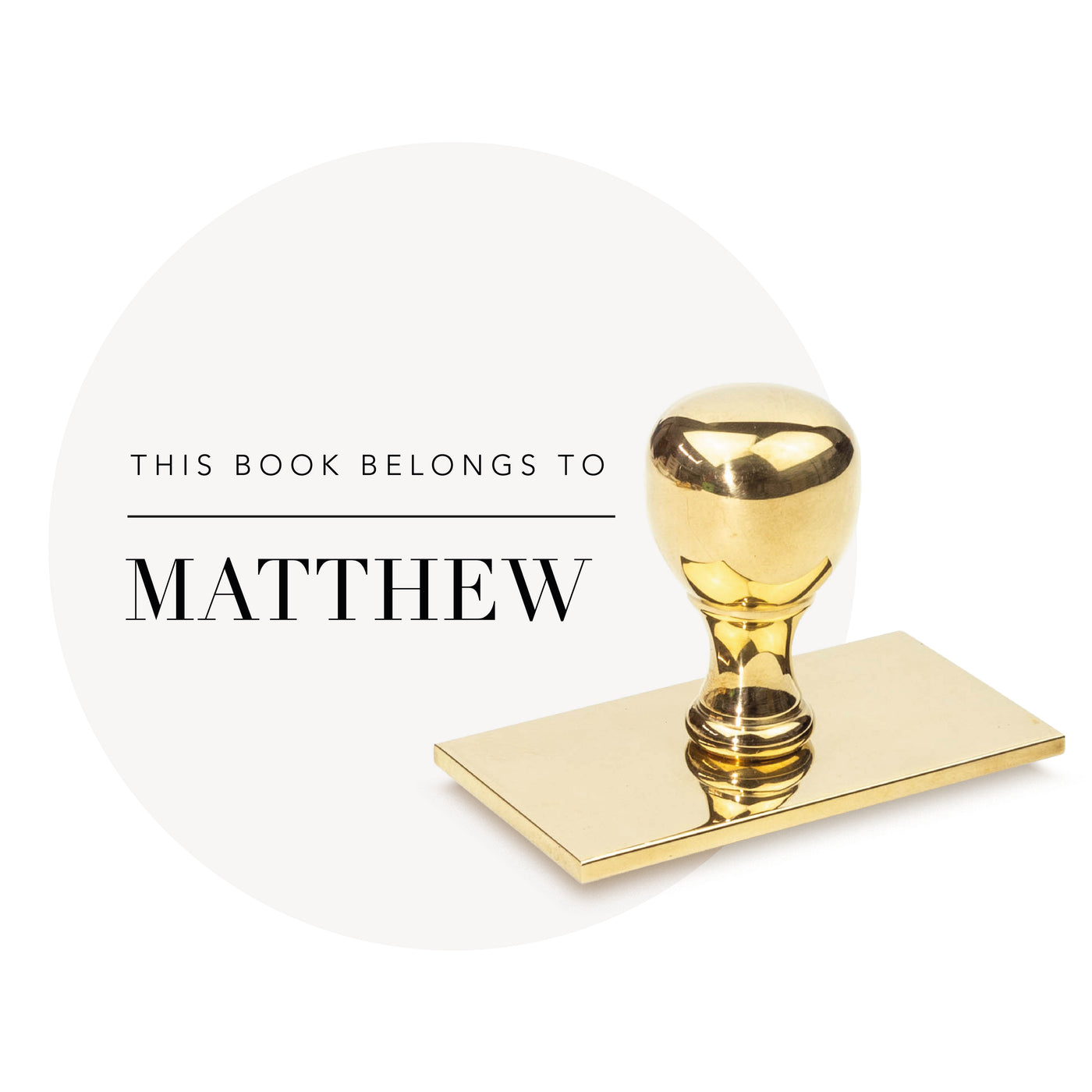 Brass library book stamp personalised for Matthew