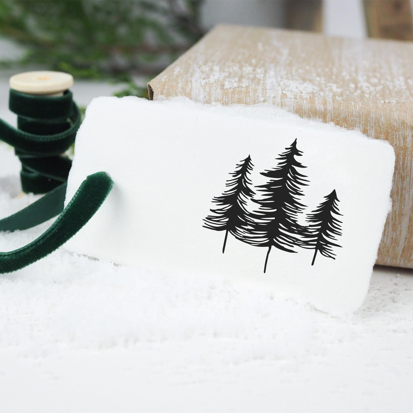 Festive Fir Tree Rubber Stamp | Believe Christmas Collection | Heirloom Seals