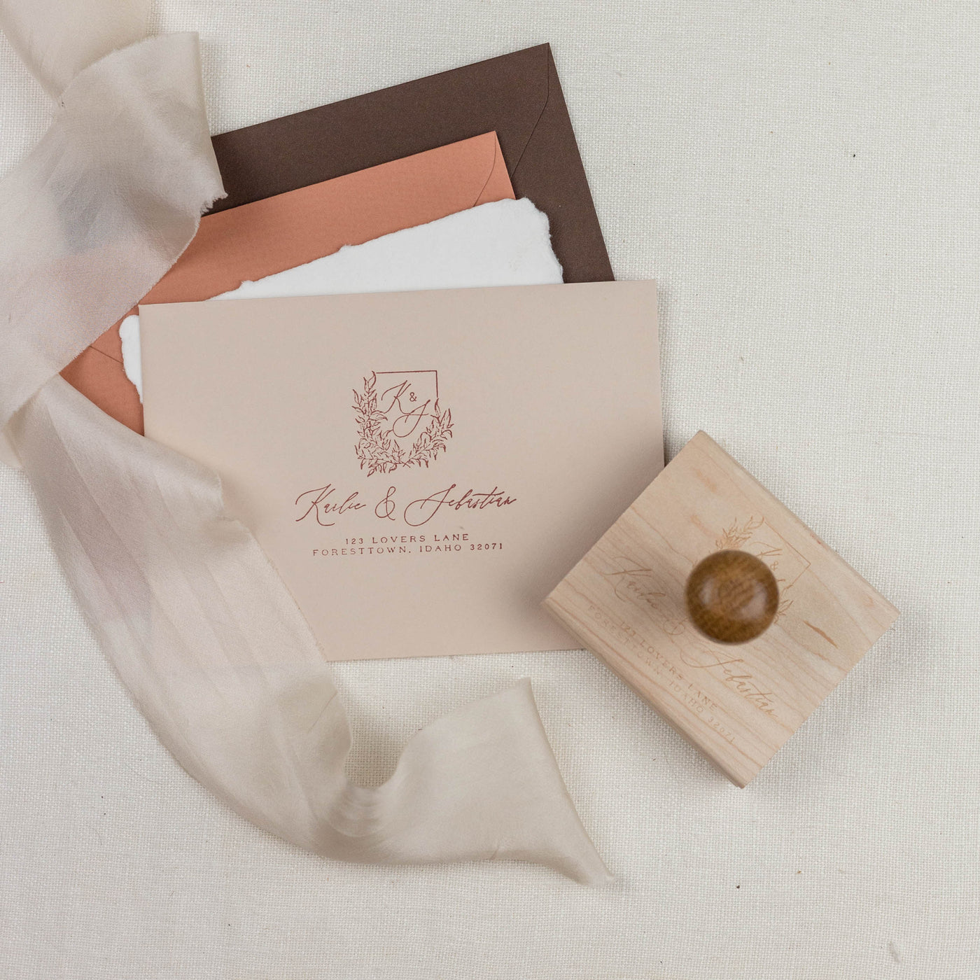 Hand-drawn Botanical Leaves Custom Return Address Rubber Stamp | Zazzle