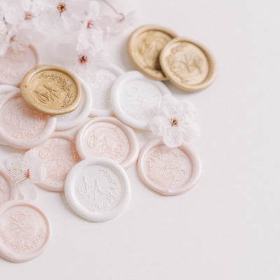 CHERRY BLOSSOM MONOGRAM SELF-ADHESIVE WAX SEALS - EMIKA