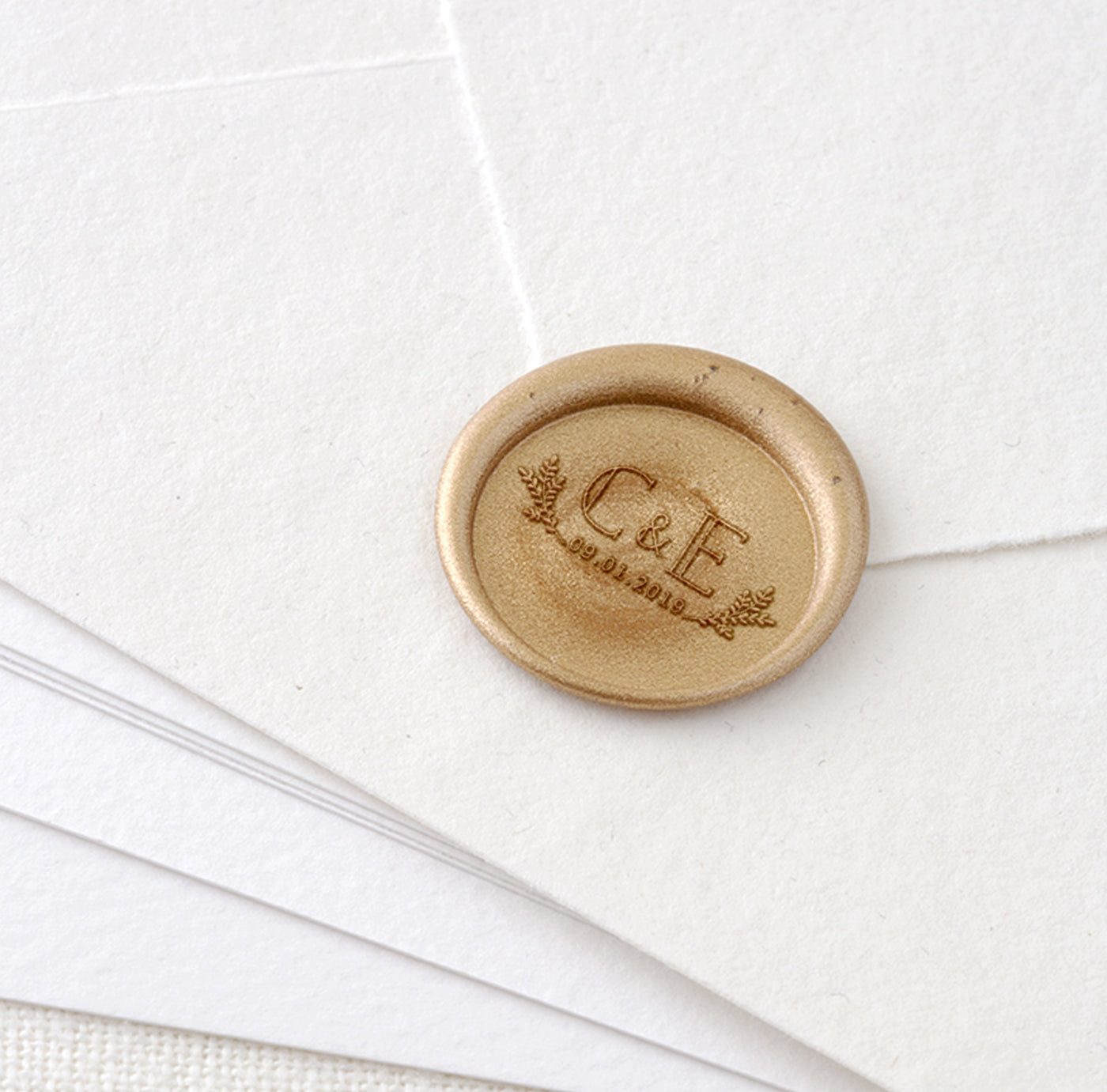SAVE THE DATE WREATH MONOGRAM SELF-ADHESIVE WAX SEALS - EVERLY