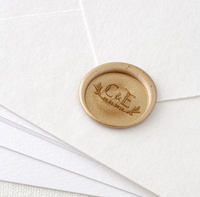 SAVE THE DATE WREATH MONOGRAM SELF-ADHESIVE WAX SEALS - EVERLY