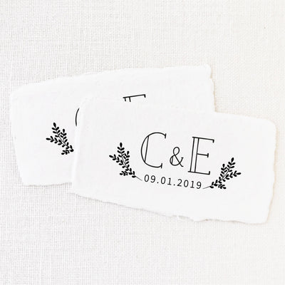 BOTANICAL SAVE THE DATE MONOGRAM RUBBER STAMP - EVERLY