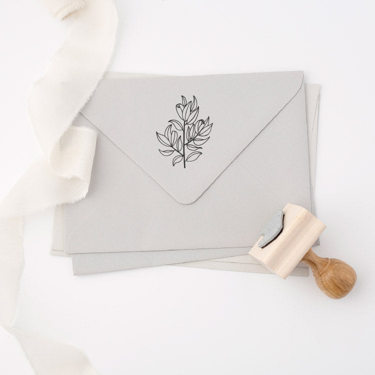 Magnolia Leaf Botanical Rubber Stamp for Fine Art Wedding Invitations | Heirloom Seals