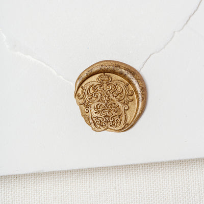 Louis French Provincial Illustration Gold Self-Adhesive Wax Seals For Fine Art Wedding Invitations | Heirloom Seals