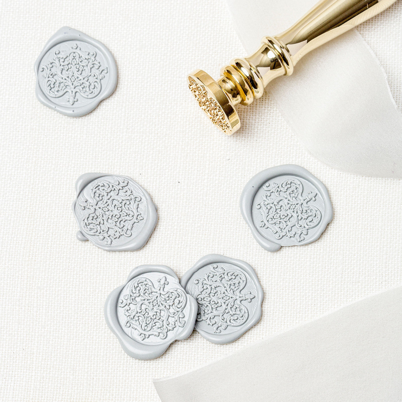 Antoinette French Provincial Illustration Grey Self-Adhesive Wax Seals For Fine Art Wedding Invitations | Heirloom Seals