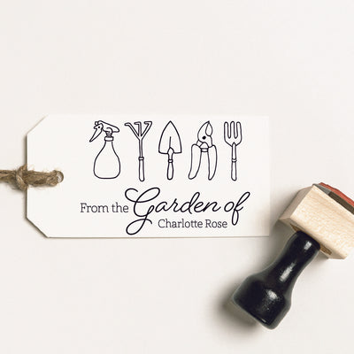 Wooden rubber stamp is used to create personalised gift tags