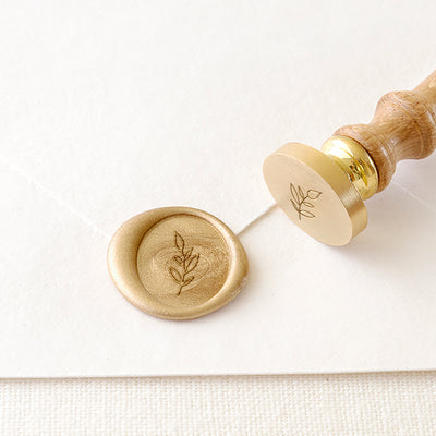 Genevieve Botancial Embellishment Gold Self-Adhesive Wax Seals For Fine Art Wedding Invitations | Heirloom Seals