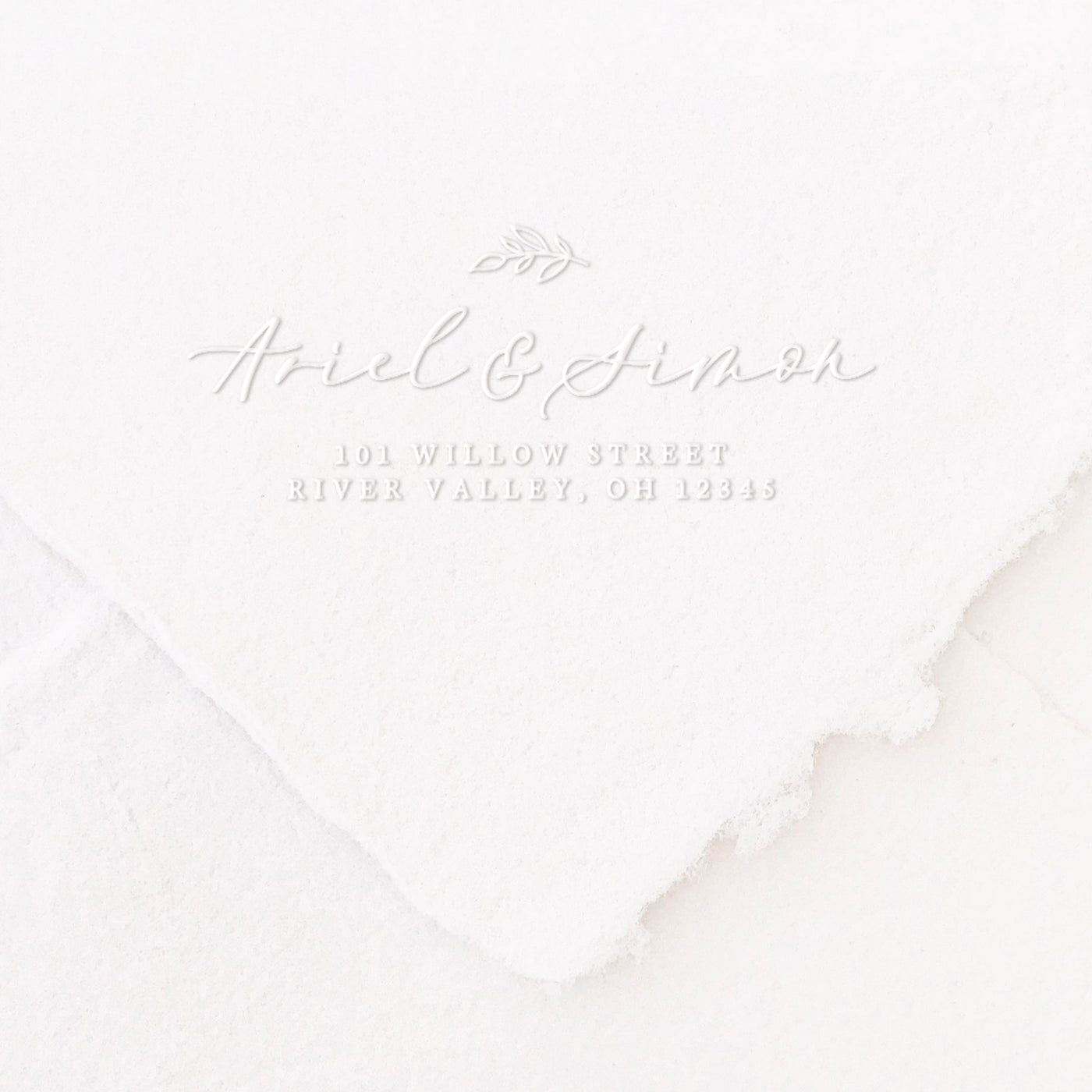 BOTANICAL SCRIPT RETURN ADDRESS EMBOSSER - GENEVIEVE