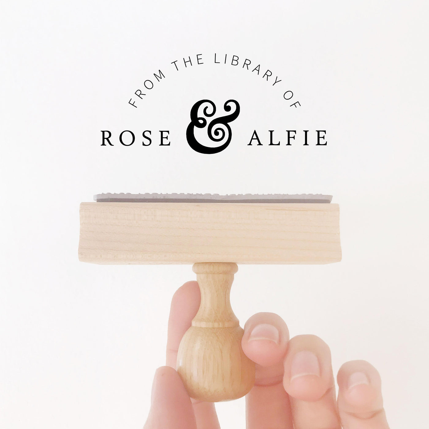 Georgina Classic Library Book Stamp | Custom Ex Libre Rubber Stamp with Wooden Handle for Wedding Couple & Family Gift, Luxe Packaging Embellishment | Heirloom Seals