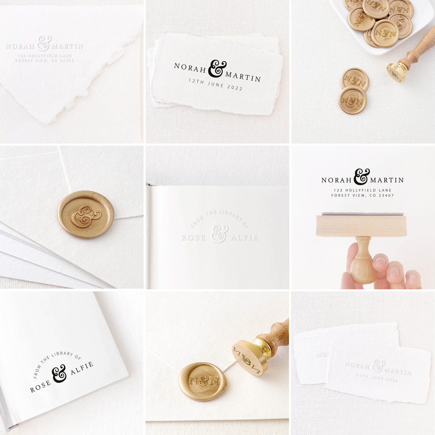 Georgina Elegant Classic Save The Date Rubber Stamp | Custom Rubber Stamp, Wax Seal Stickers & Embosser for Custom Luxe Embellishment Packaging & Fine Art Wedding Stationery Invitations | Heirloom Seals