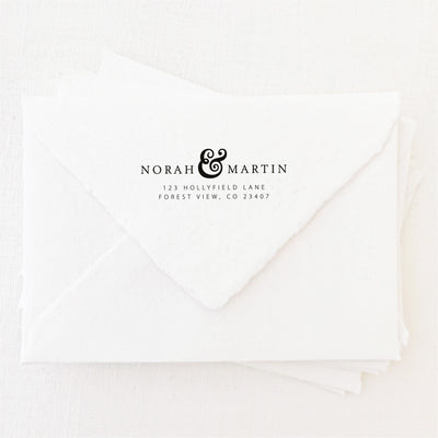 Georgina Classic Return Address Rubber Stamp | Brand Packaging Fine Art Handmade Deckled Edge Paper Wedding Stationery Invitations Envelopes | Heirloom Seals