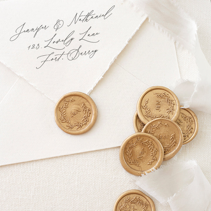 BOTANICAL MONOGRAM SELF-ADHESIVE WAX SEALS - JASMINE